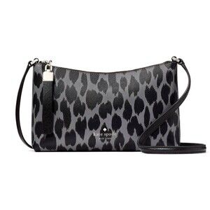 New Kate Spade Sadie Crossbody Animal Print Saffiano Grey Multi